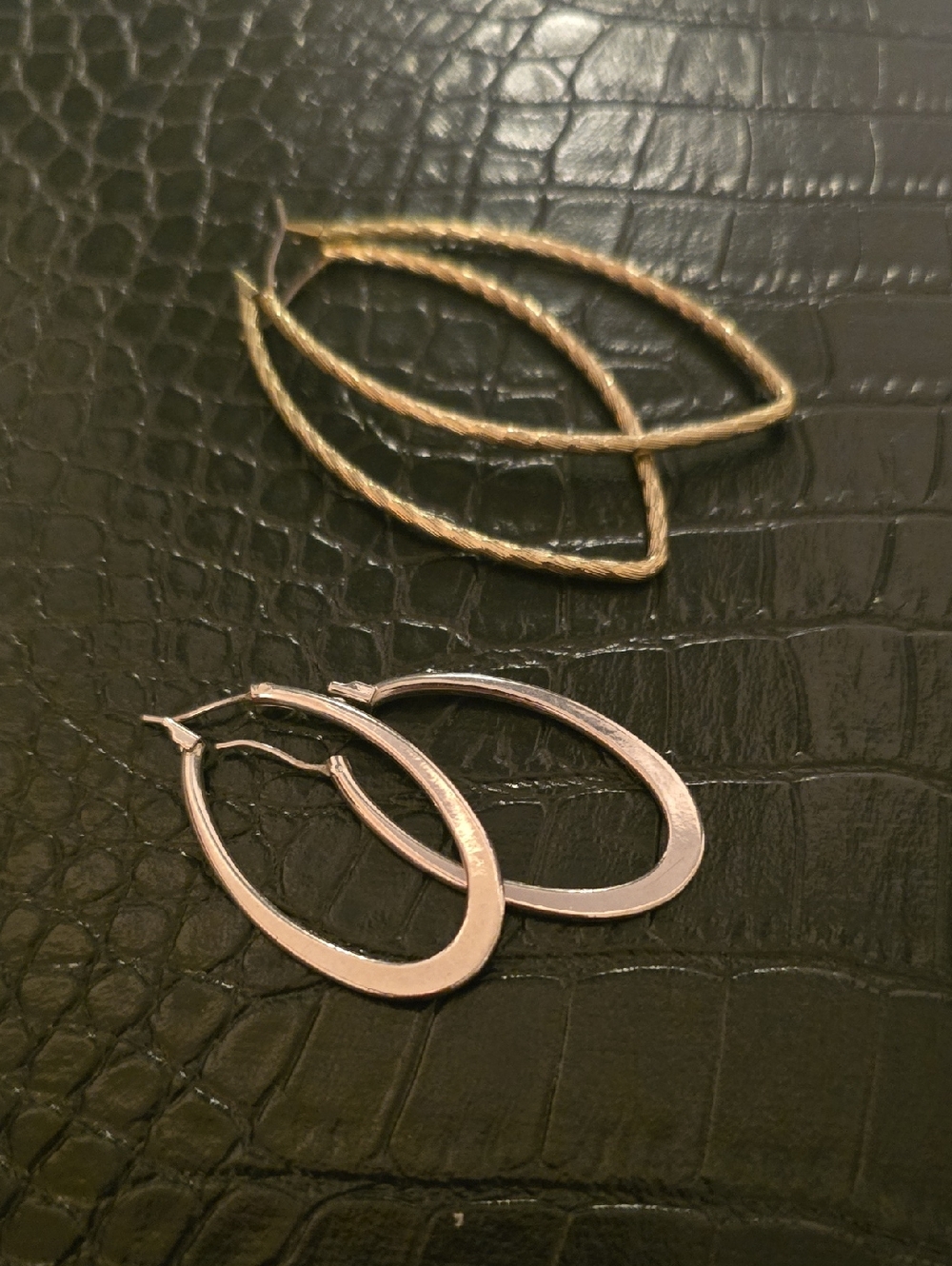 Gold and Rose Gold Oval Hoop Earrings Set - Women Jewelry